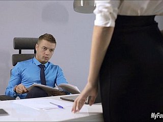 سیکرٹری شیری وی اس کے مالک اور fucks اس seduces